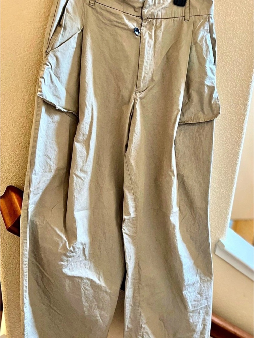 Zara Lagenlook Avant-Garde Draped Wide-Leg Pants - Khaki/BeigeSize XS